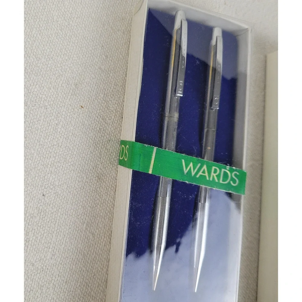 Vintage Montgomery Ward Centennial Pen and Pencil‎ Set Silver Tone Original Box